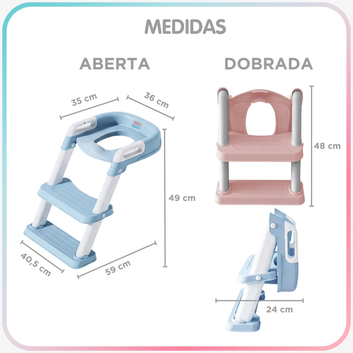 Medidas da Escada Redutora aberta e dobrada
