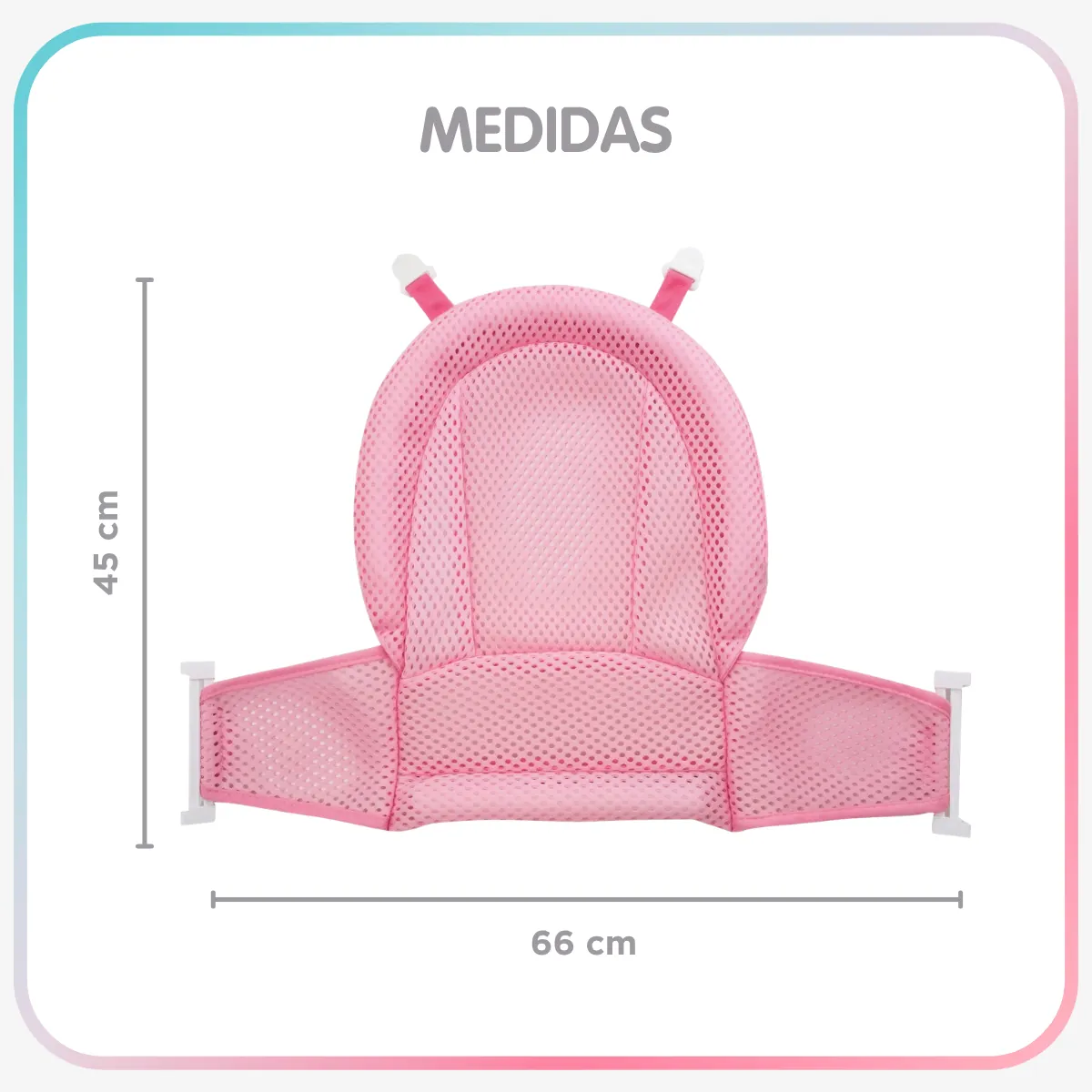 Medidas da rede de banho: 66 cm x 45 cm