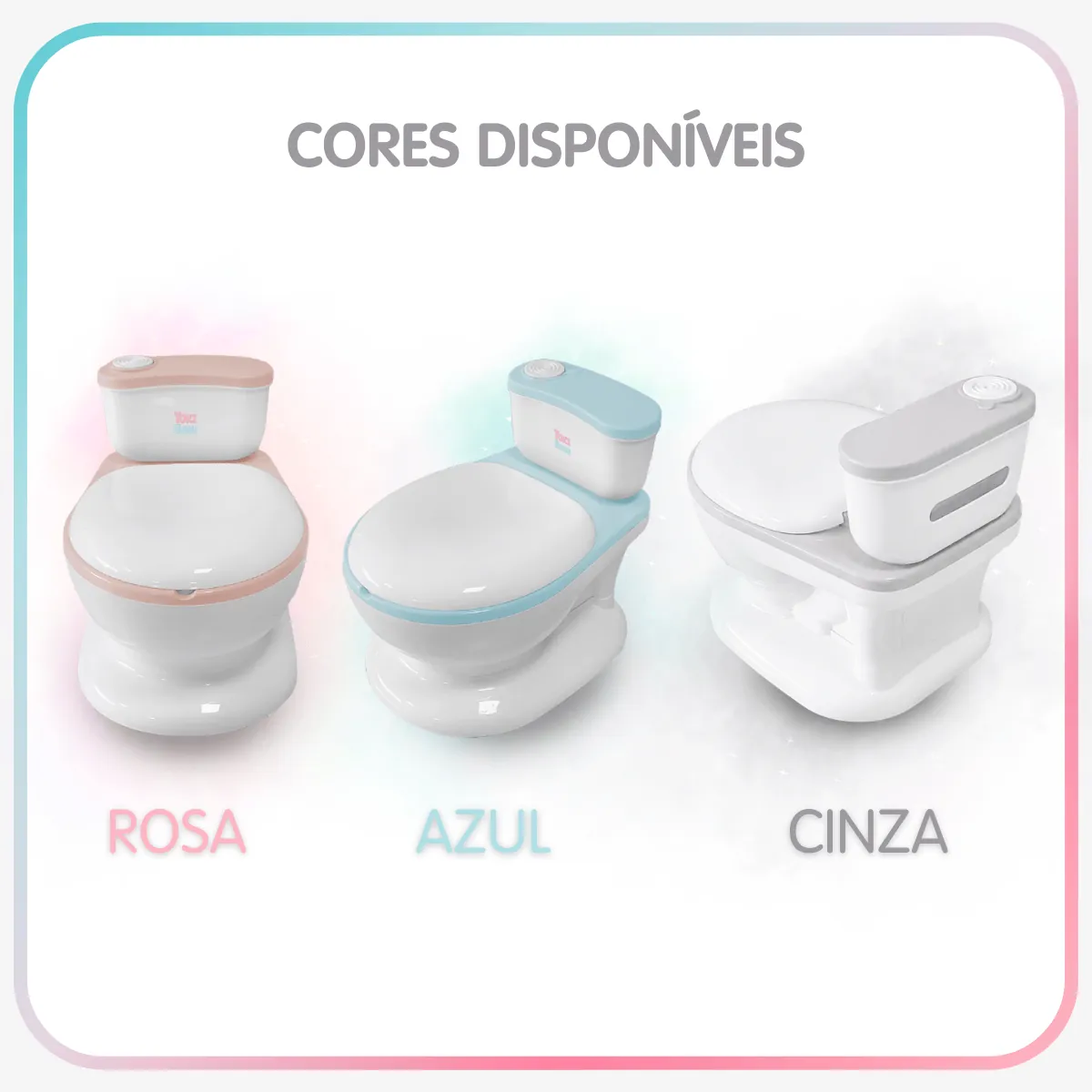 Cores disponíveis: rosa, azul e cinza